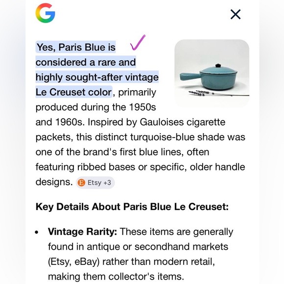 Le Creuset 5 Quart Cast Iron Dutch Oven Paris Blue - Picture 4 of 7